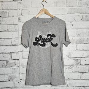 Cowboy Cool Men’s Gray Graphic T-Shirt “Luck” Western Casual Tee Size M